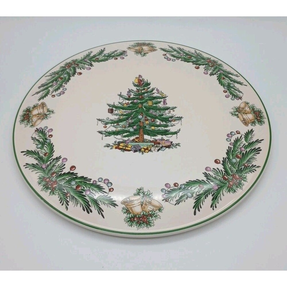 2005 SPODE Christmas Tree GARLAND Cake Plate  11¼" Domed Convex Serving Plate